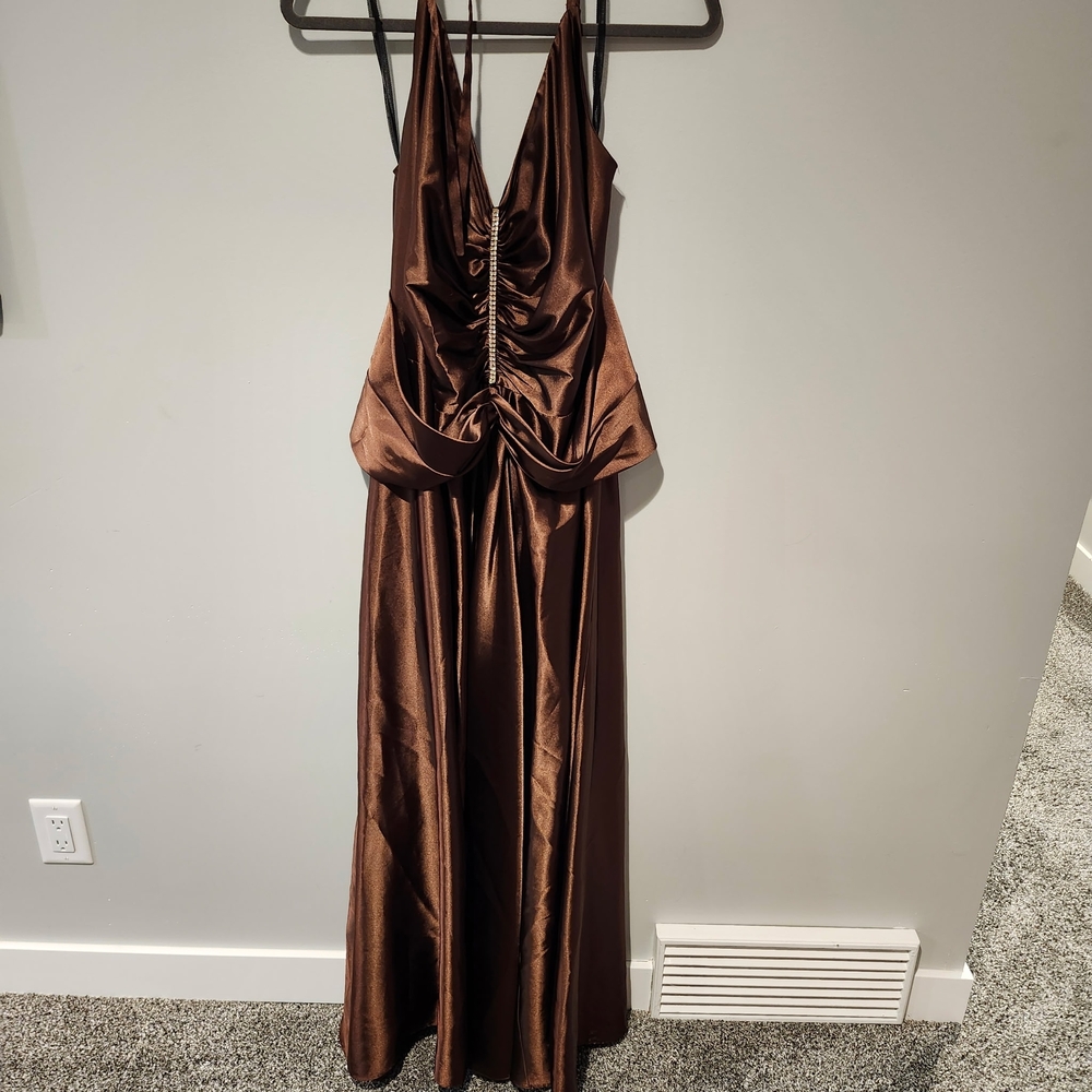 Torrid Size 26 Elegant Brown Satin Evening Gown